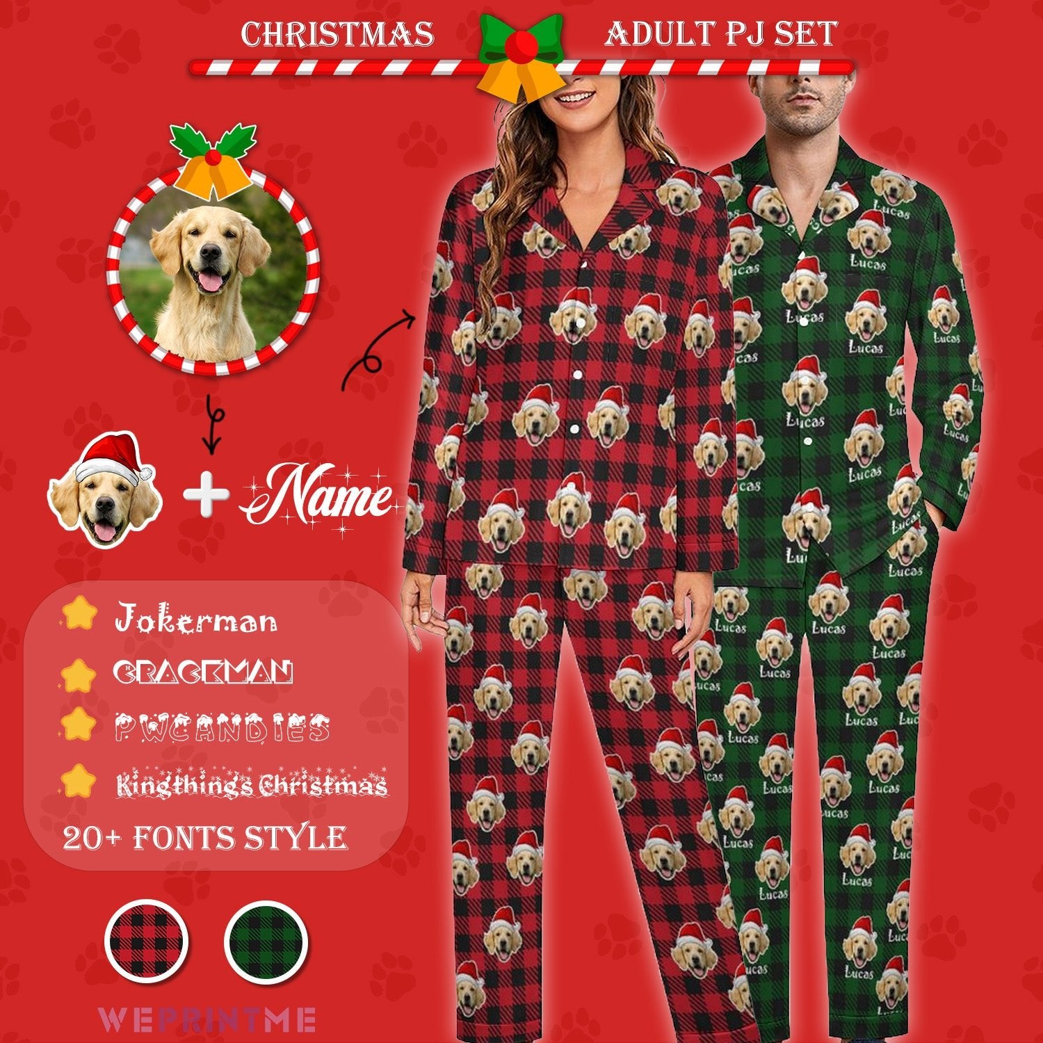 Mr And Mrs Christmas Santa Hat Pyjamas,Personalised Couples Christmas Matching Pyjamas Set,His And on sale Hers Matching Christmas Pyjamas