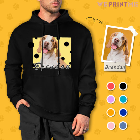 Custom Pet Face and Name cheese Unisex Cotton Hoodie