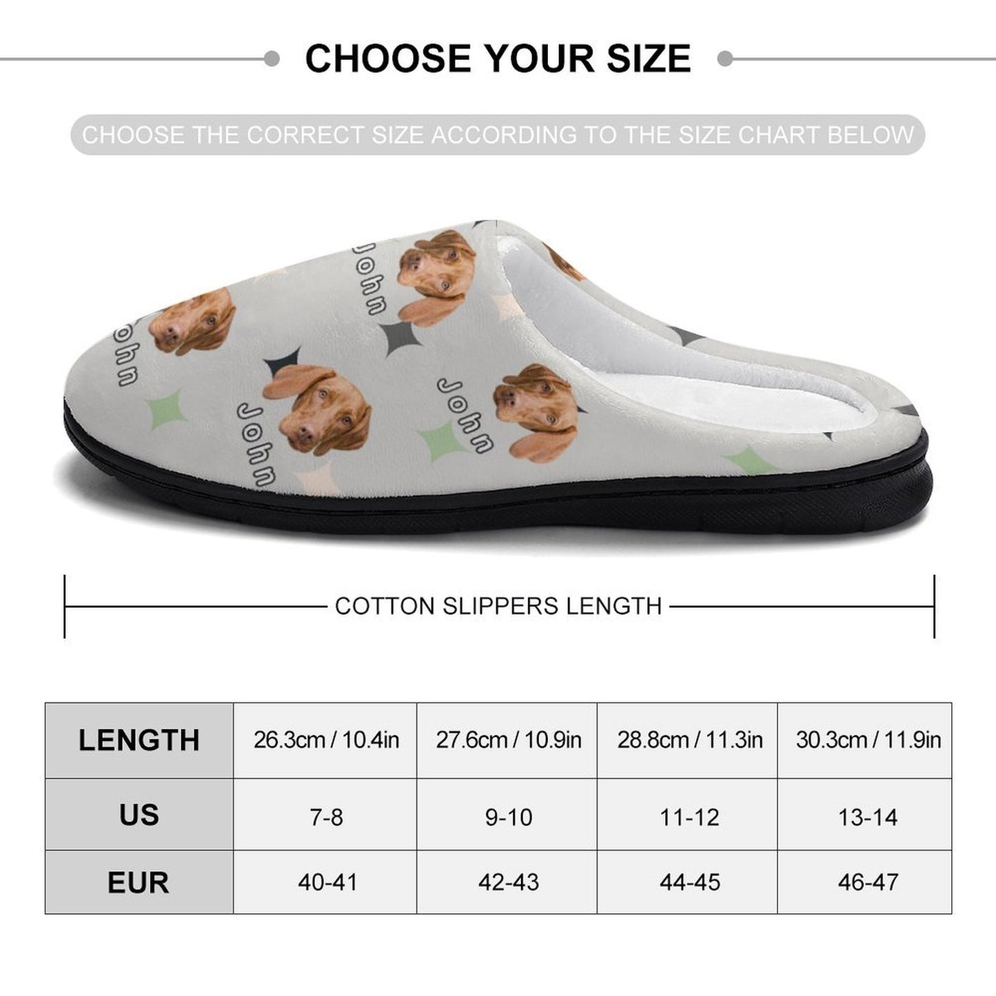 Custom Pet Face and Name Stars Cotton Slippers