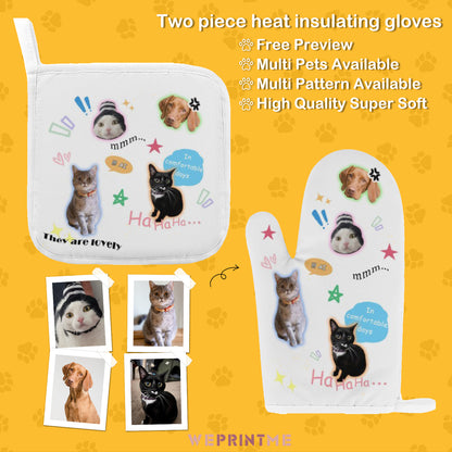 Custom Pet Face Lovely Oven Mitts and Pot Holders Sets