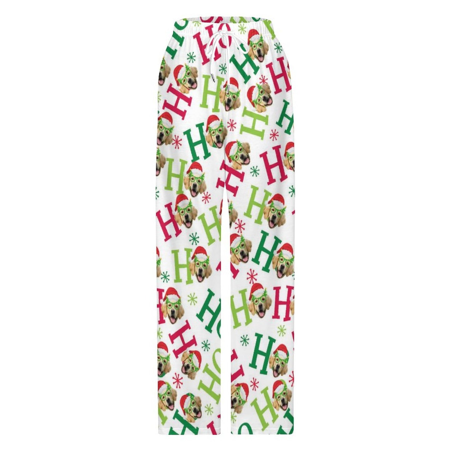 Custom Pet Face Pajama Pants HO HO HO Christmas Pants