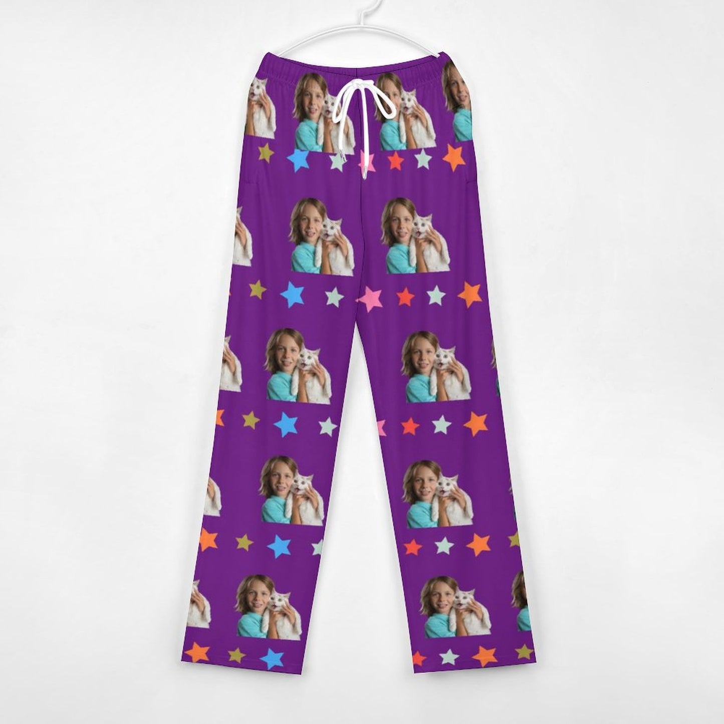 Custom Pet Face Star Pajama Pants