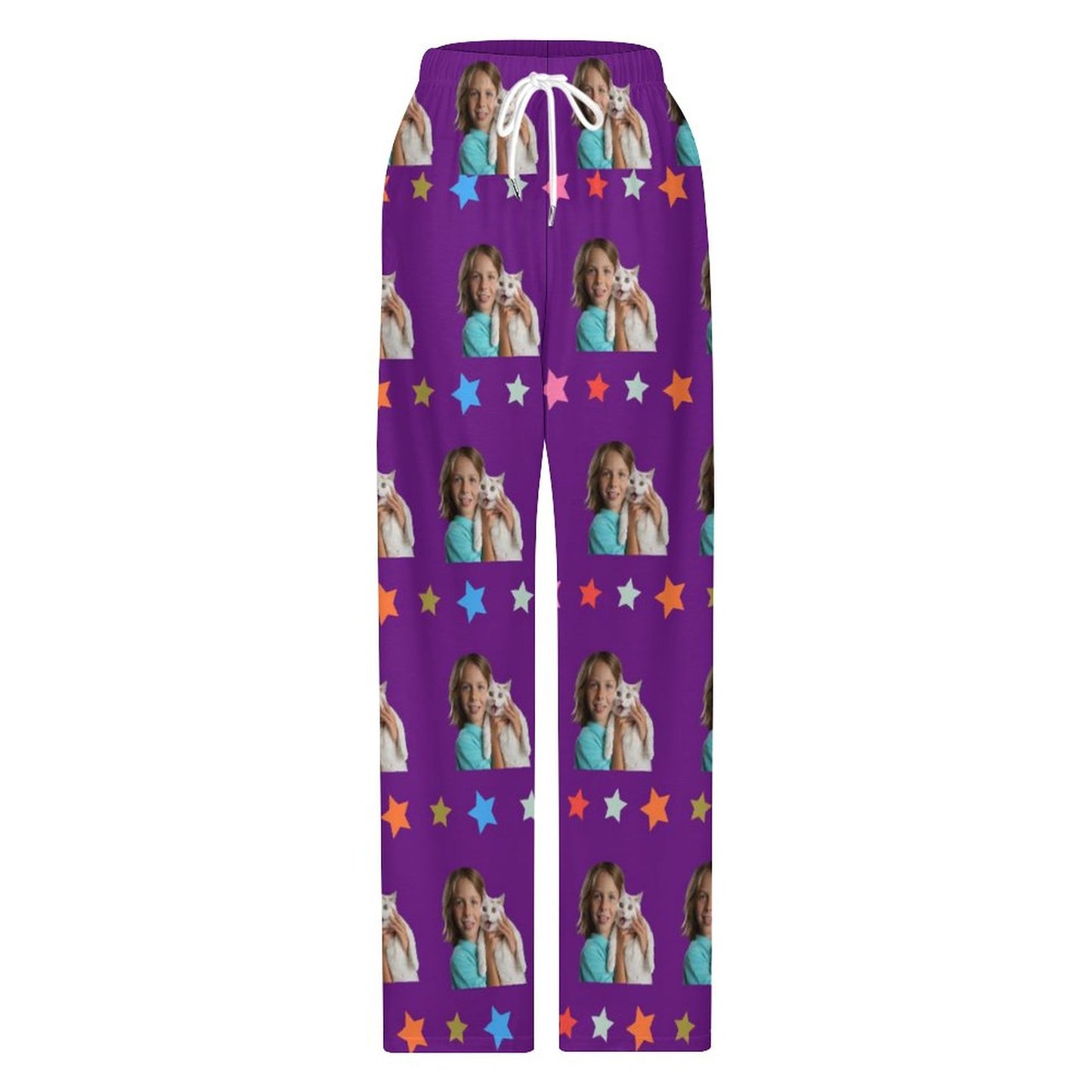 Custom Pet Face Star Pajama Pants