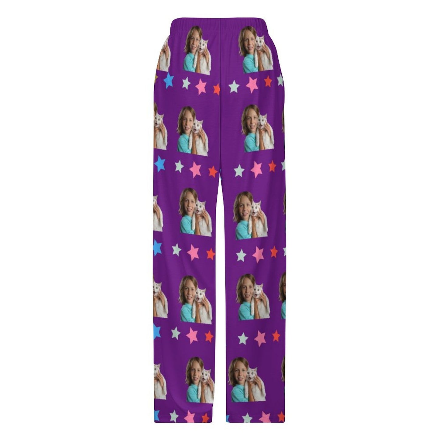 Custom Pet Face Star Pajama Pants