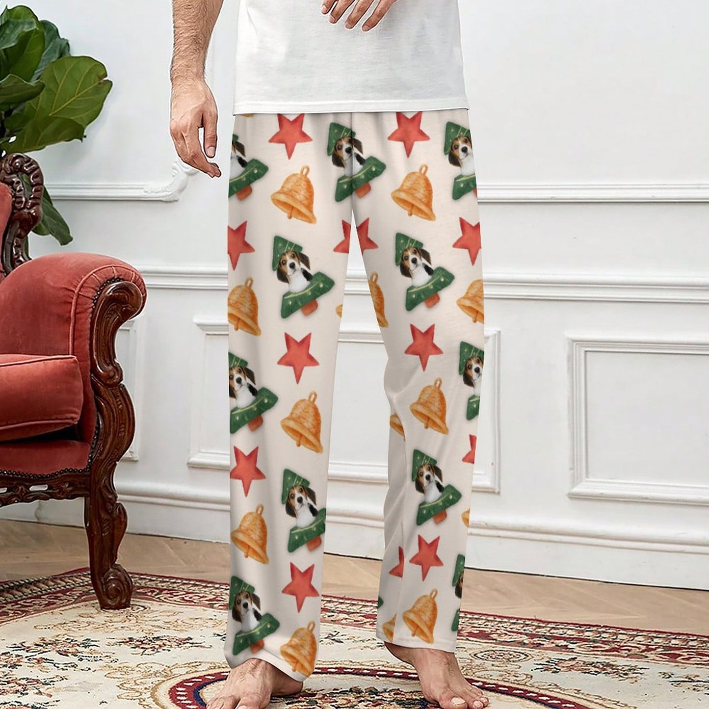 Custom Pet Face Pajama Pants Santa Tree Christmas Pants