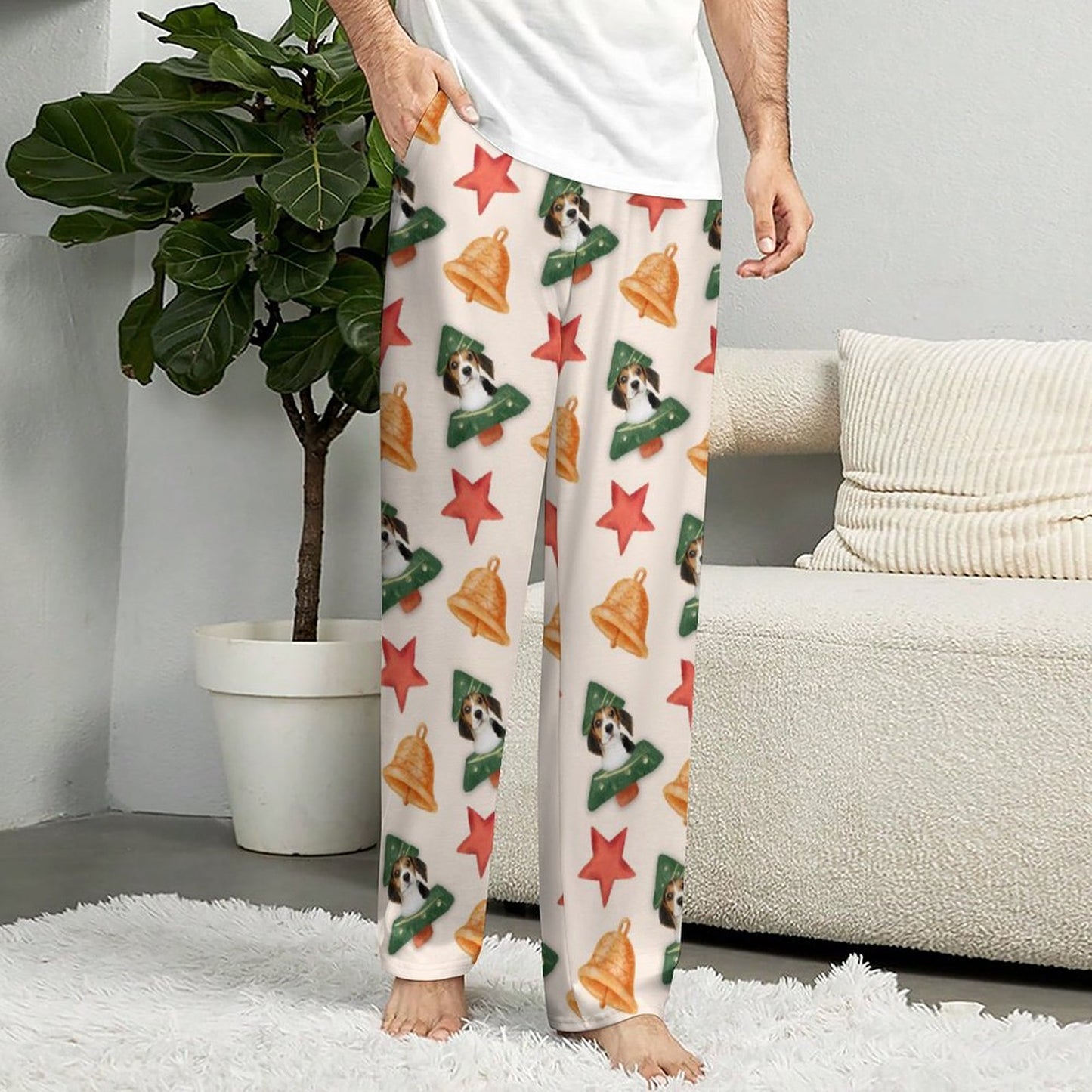 Custom Pet Face Pajama Pants Santa Tree Christmas Pants