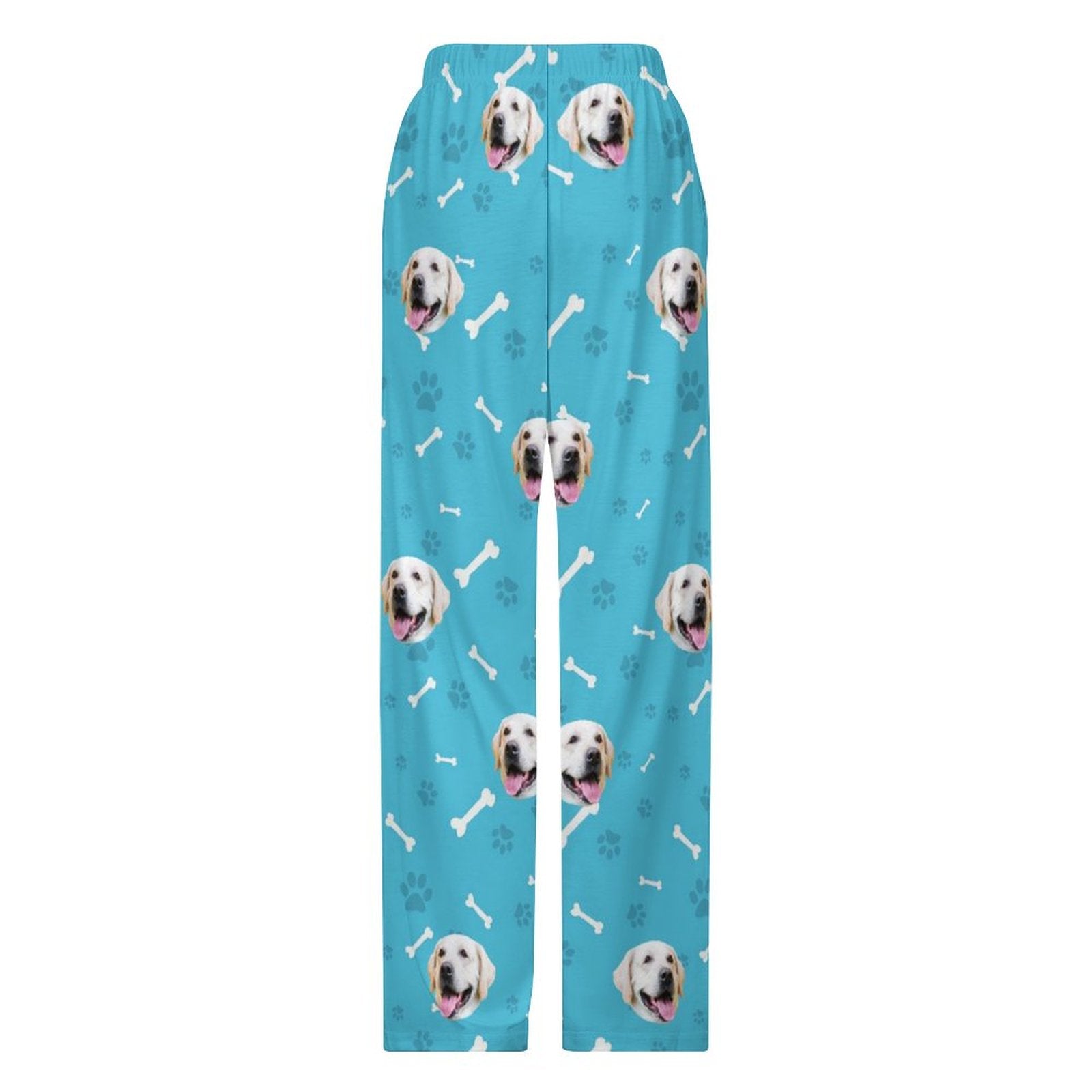 Back Show of Personalized Dog Pajama Pants Cats or Dogs Face on Pants