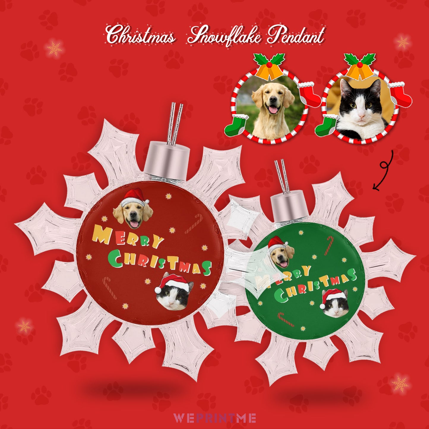 Personalized Pet Face Snow Christmas Pendant-WEPRINTME-1