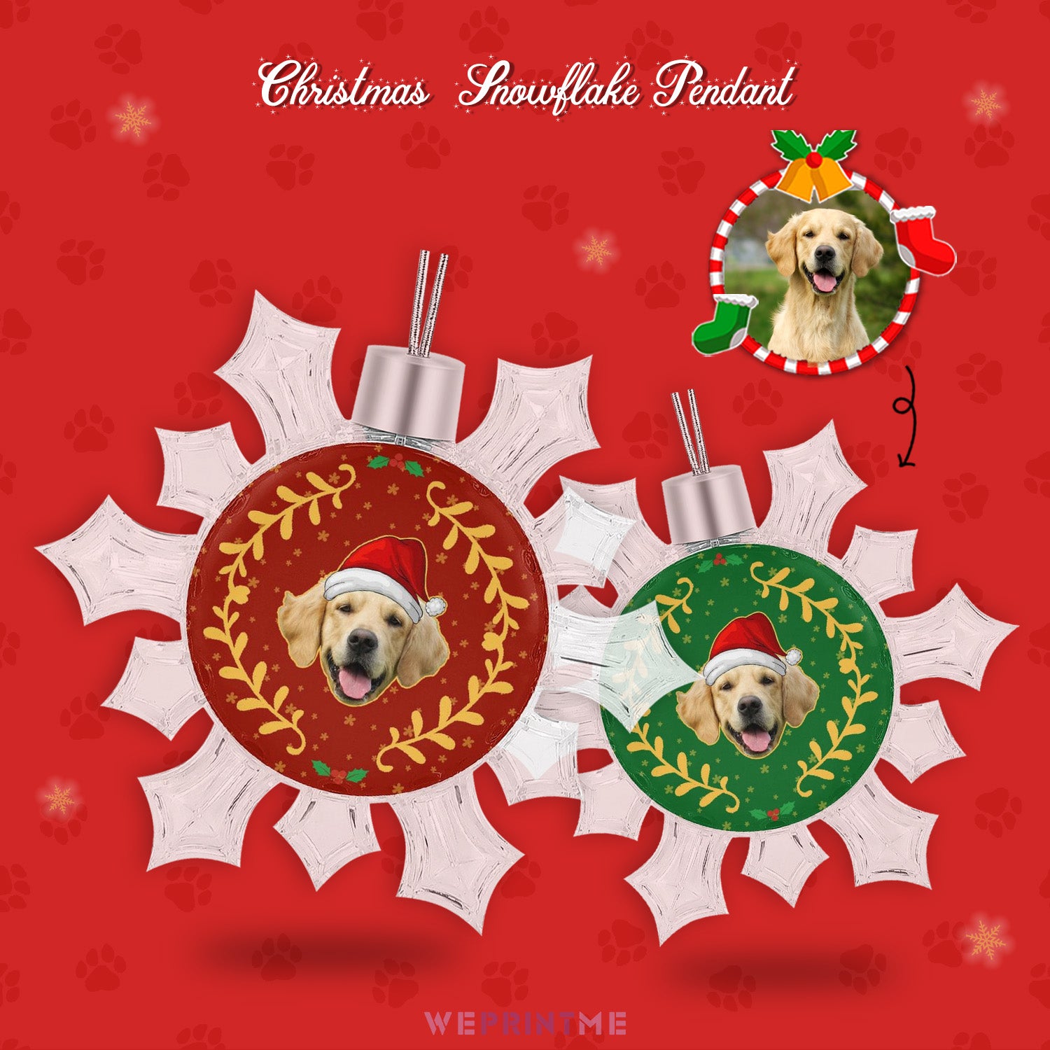 Personalized Pet Face Snow Christmas Pendant-WEPRINTME-2