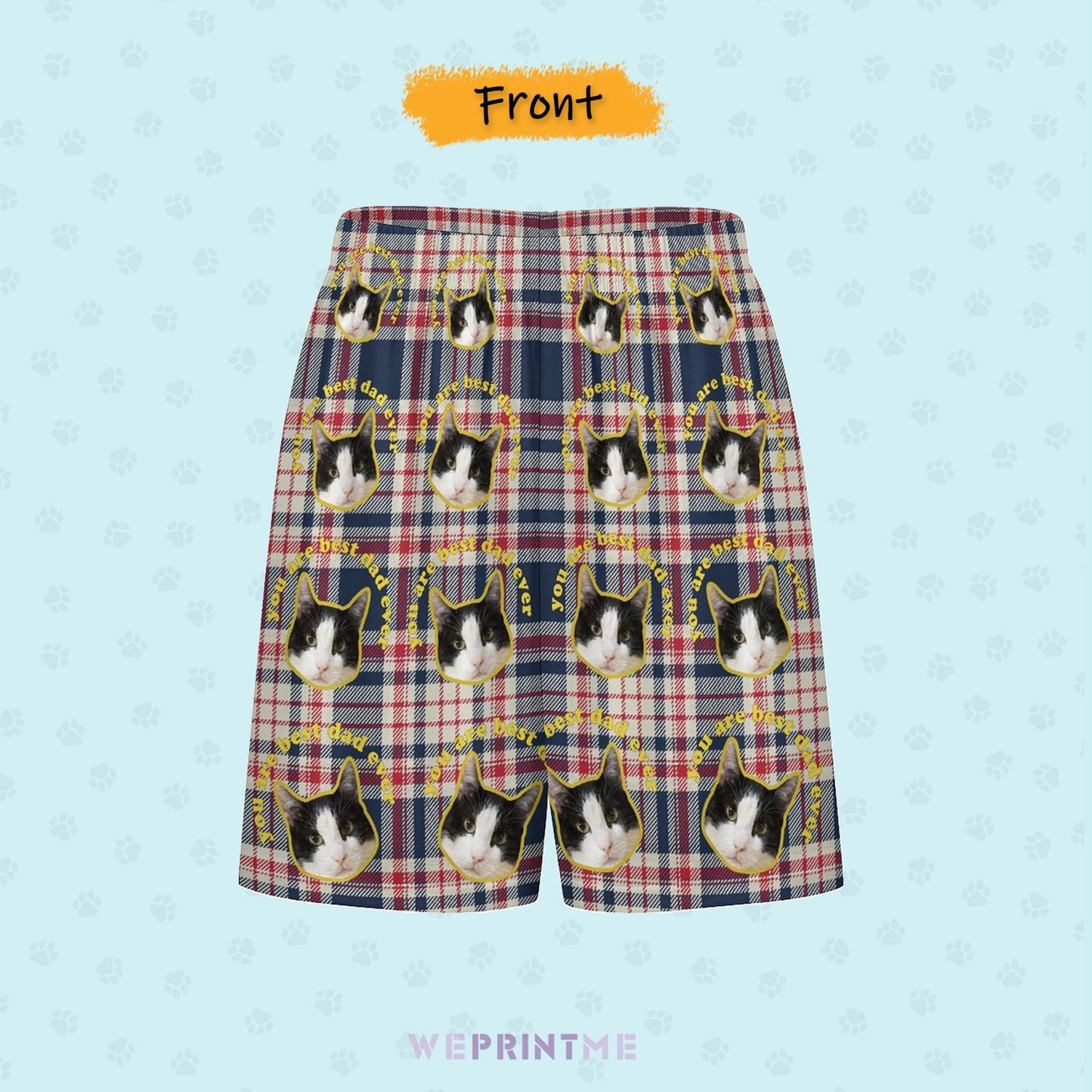 Custom Pet Men's Pajama Pants Best Dad Ever Tartan Pajama Shorts