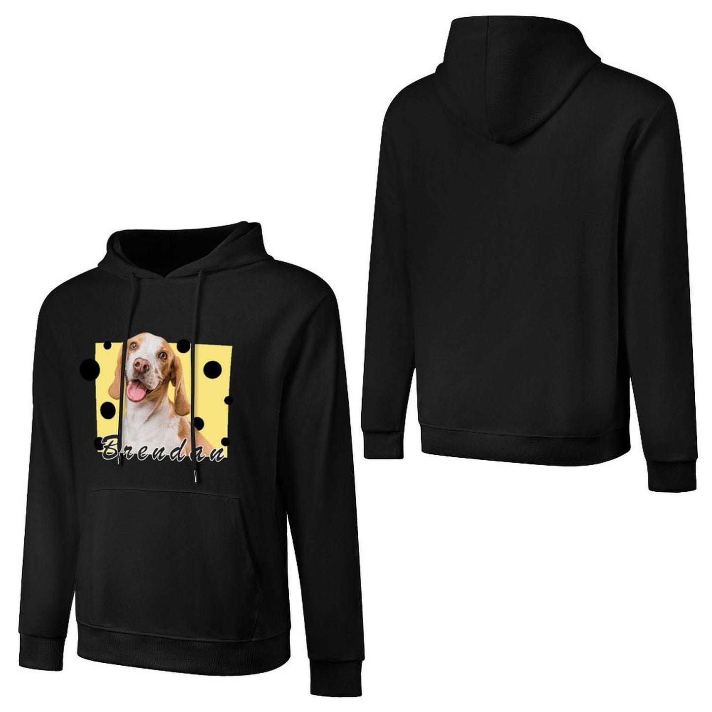 Custom Pet Face and Name cheese Unisex Cotton Hoodie