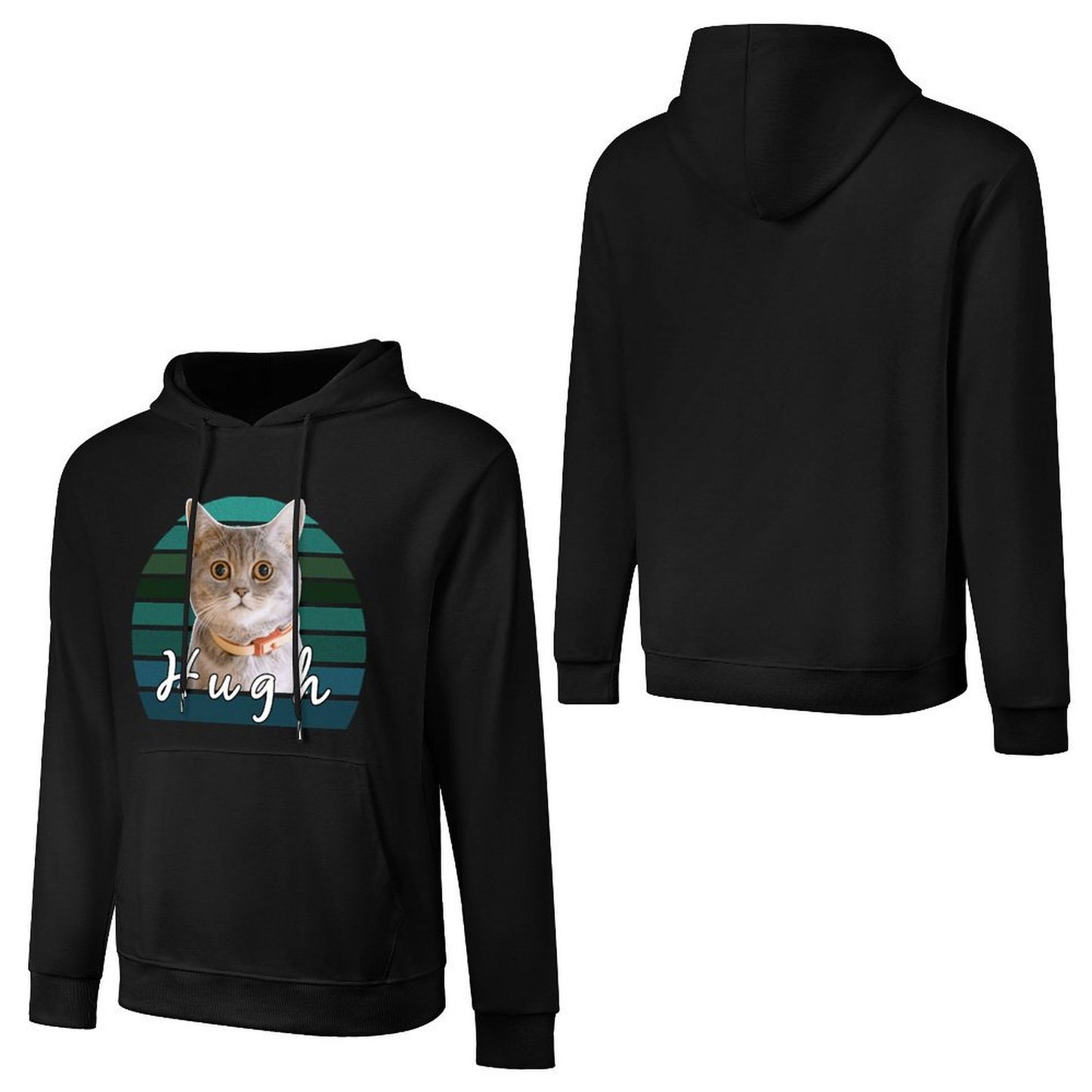 Custom Pet Face and Name Blue Gradient Unisex Cotton Hoodie