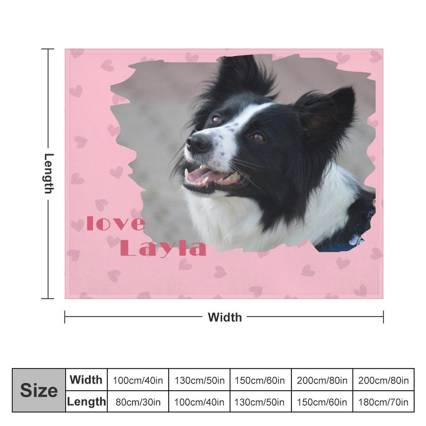 Custom Pet Photo Love My Pet Fleece Blanket