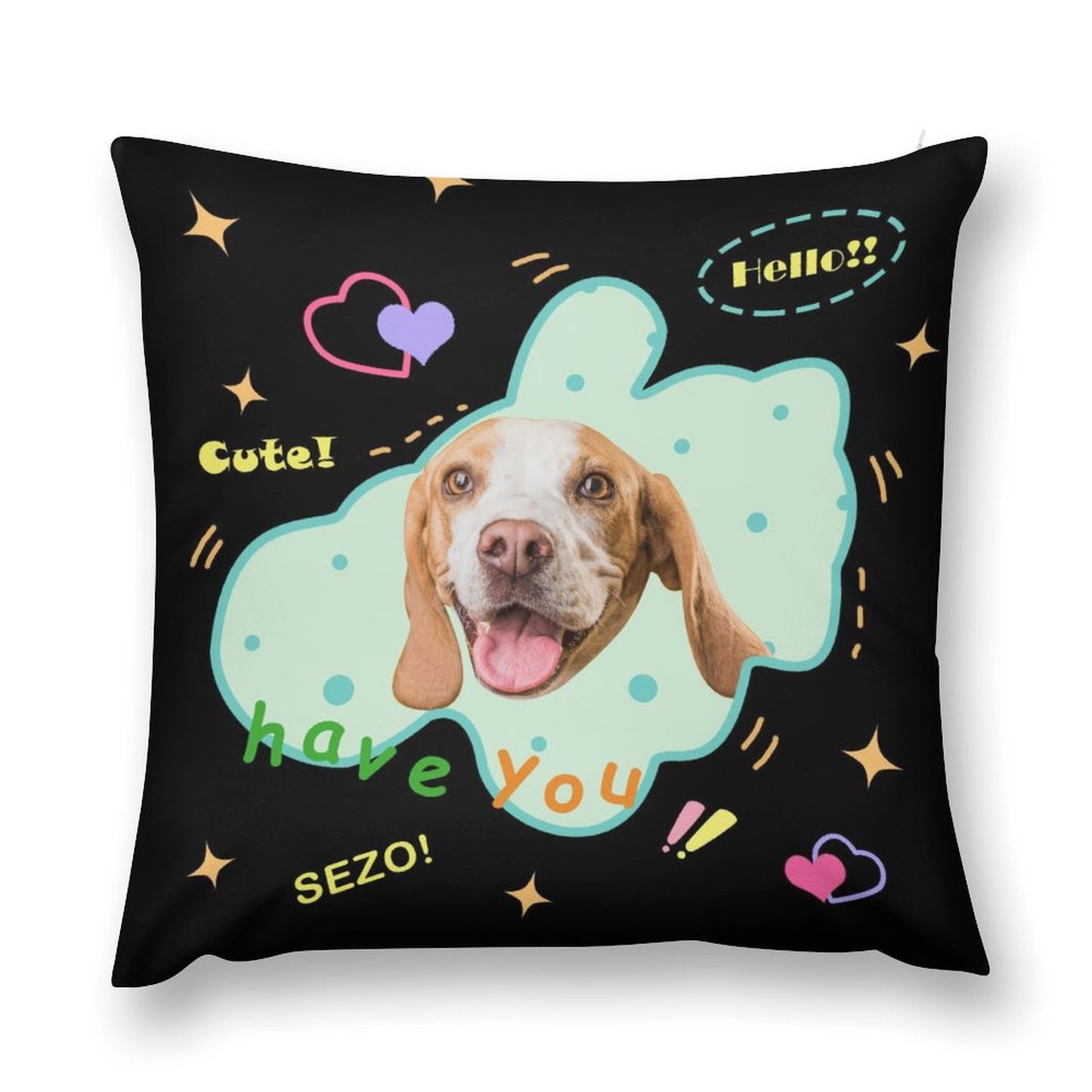 Custom Pet Face Hello Pillow Case