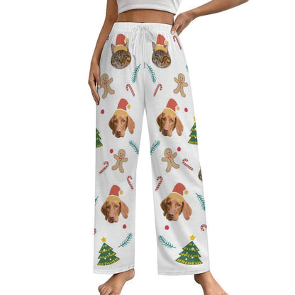 Custom Pet Face Gingerbread Man Pajama Pants - Women - WEPRINTME