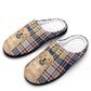 Custom Pet Face and Name Plaid Cotton Slippers