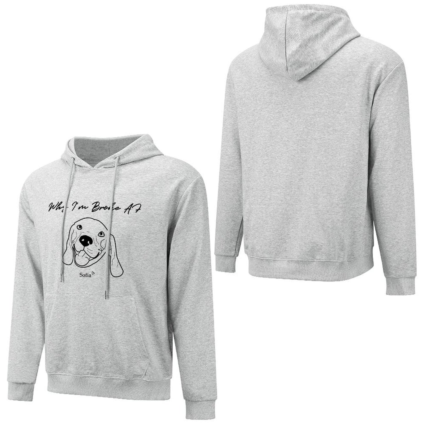 Custom Pet Face and Name Handdraw Unisex Cotton Hoodie