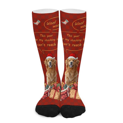 Custom Pet Face Woof Gift Christmas Socks-WEPRINTME-4