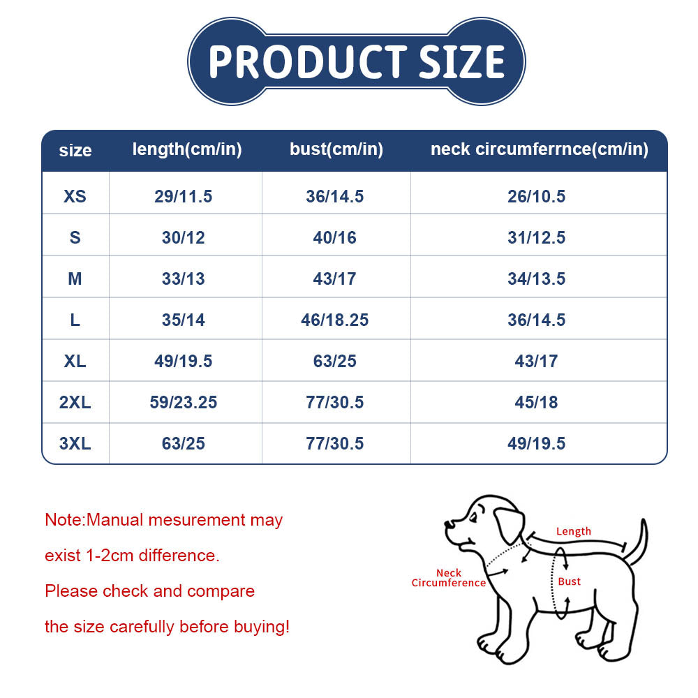 Personalized Pets Shirts-WEPRINTME-Size Chart