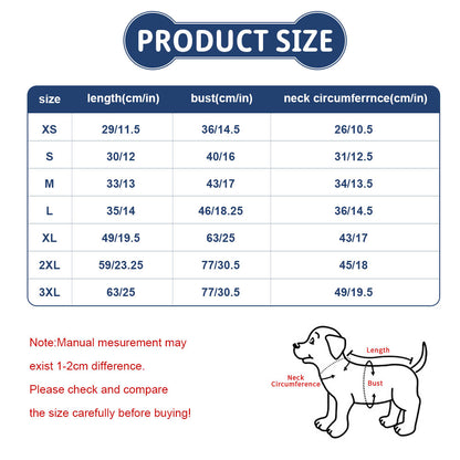 Personalized Pets Shirts-WEPRINTME-Size Chart