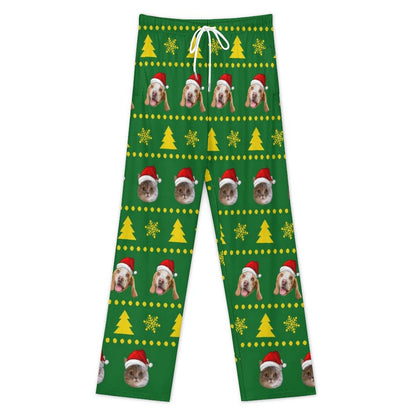 Custom Pet Face Stars and Trees Pajama Pants-Front1-WEPRINTME