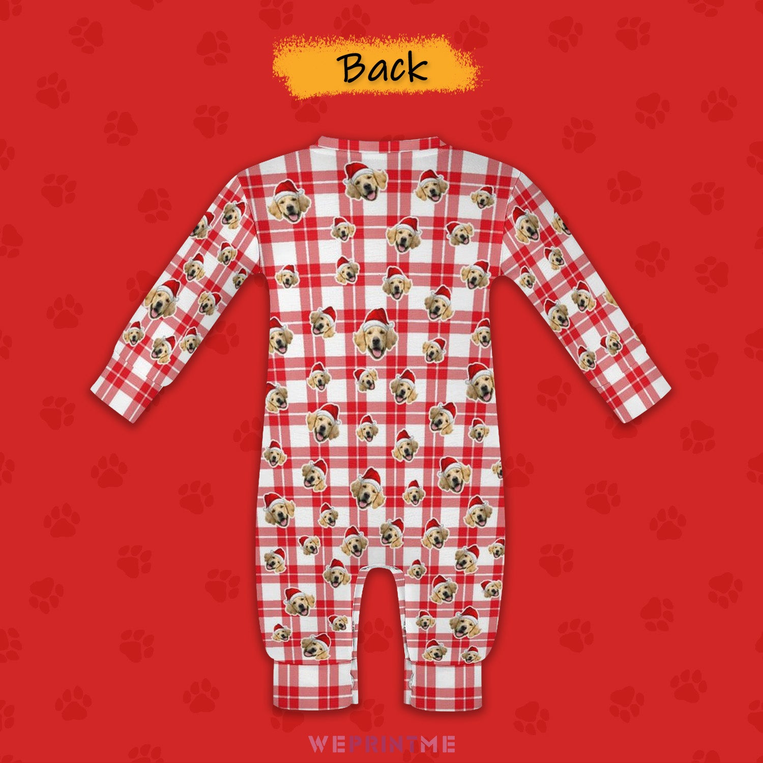 Custom Pet Face Plaid Pet Baby Onesie-3 Back-WEPRINTME