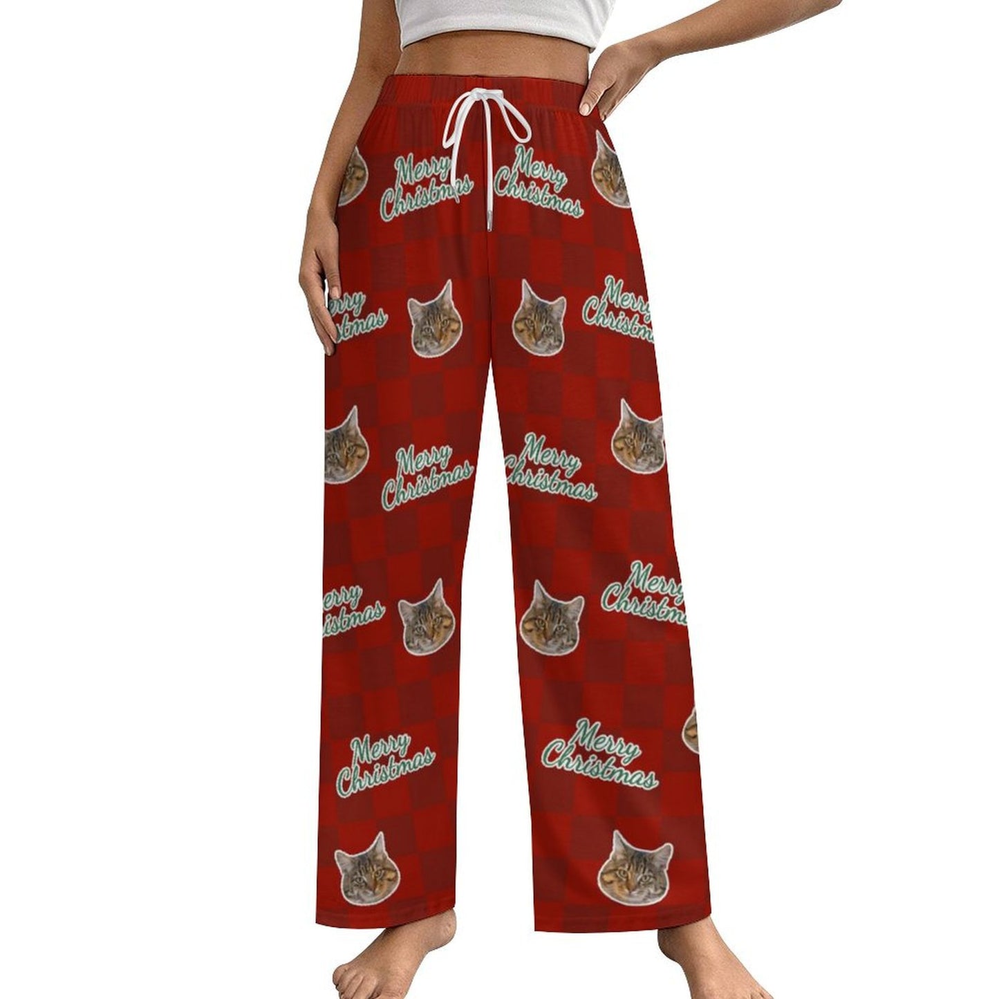 Custom Pet Face Merry Christmas Pajama Pants - Women - WEPRINTME