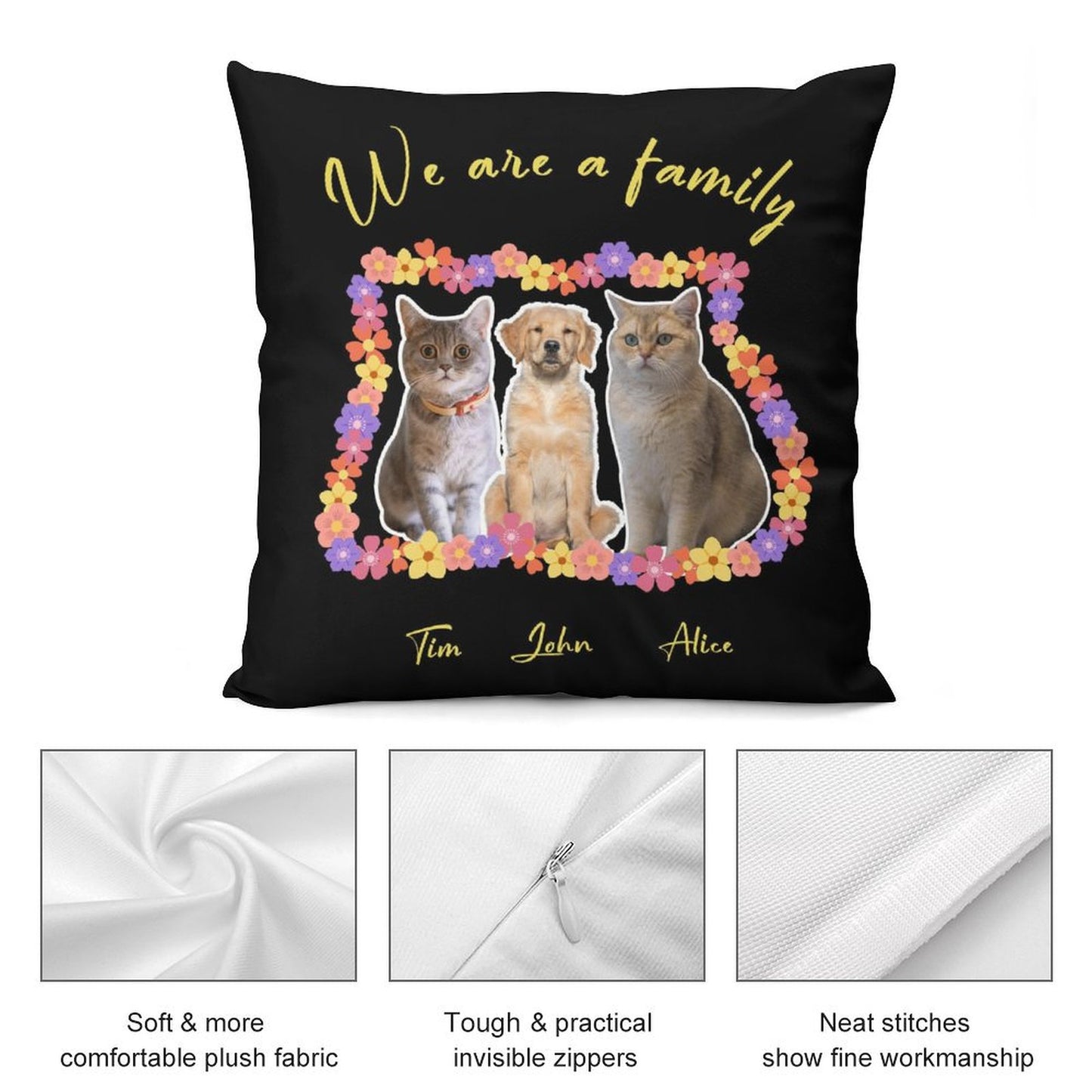 Custom Pet We Are Family Pillow Case