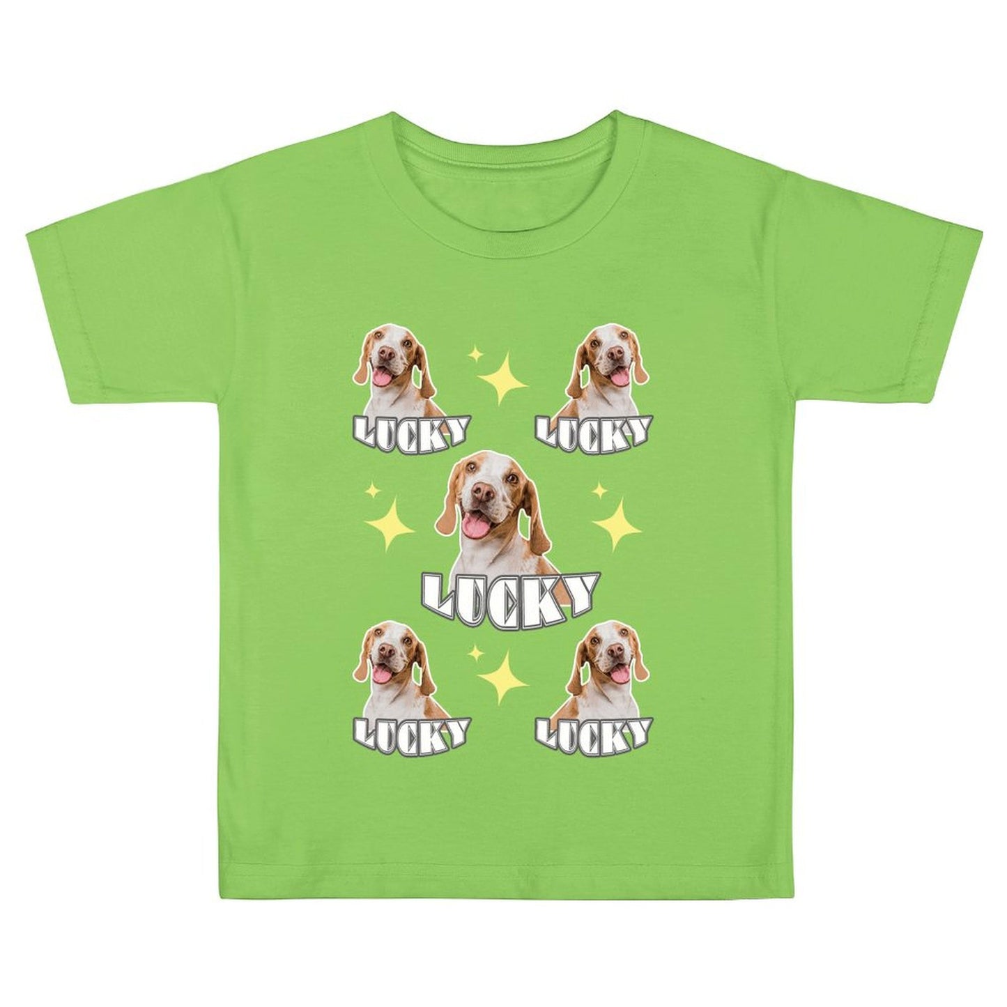 Custom Pet Face and Name Kid's T-shirt Pets and Stars on T-shirt