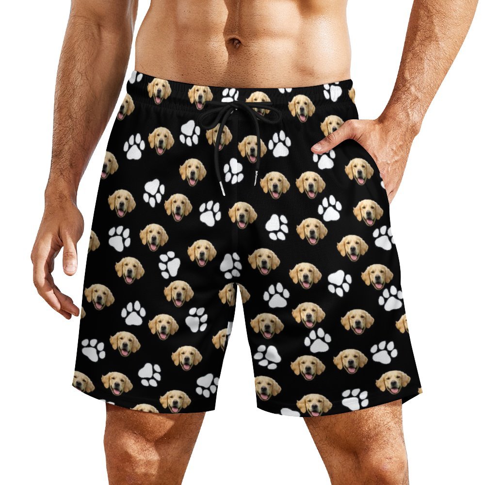 Custom Pet Face Men's Beach Compression Liner Shorts