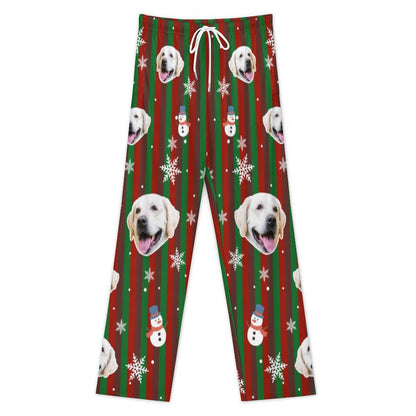 Custom Pet Face and Snowman Pajama Pants-Front1-WEPRINTME