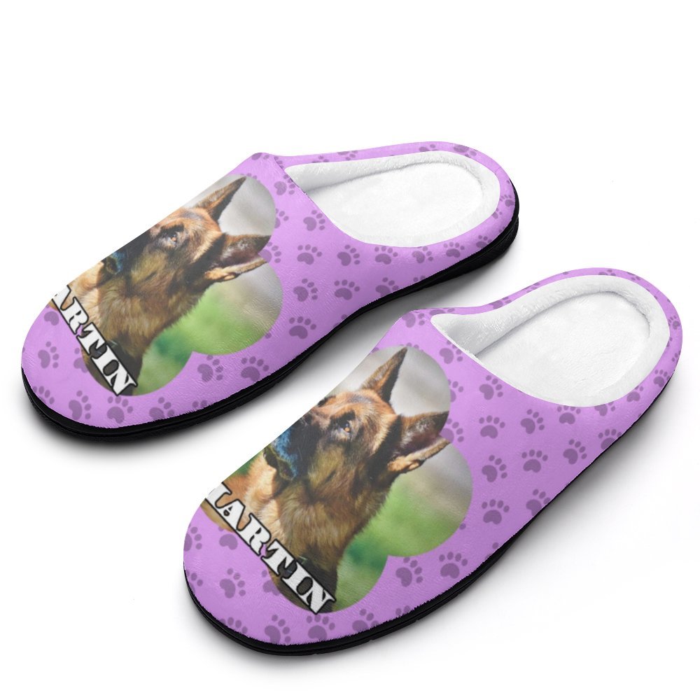 Custom Pet Photo and Name Paws Cotton Slippers