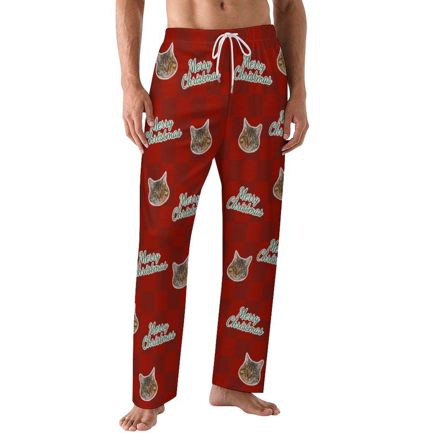 Custom Pet Face Merry Christmas Pajama Pants - Men - WEPRINTME