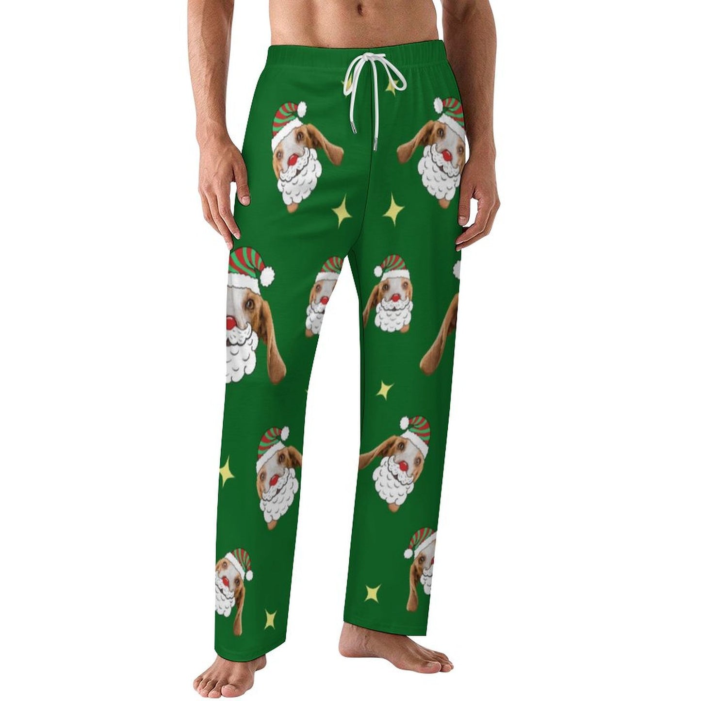 Custom Pet Face Santa Dog Pajama Pants-Men-WEPRINTME