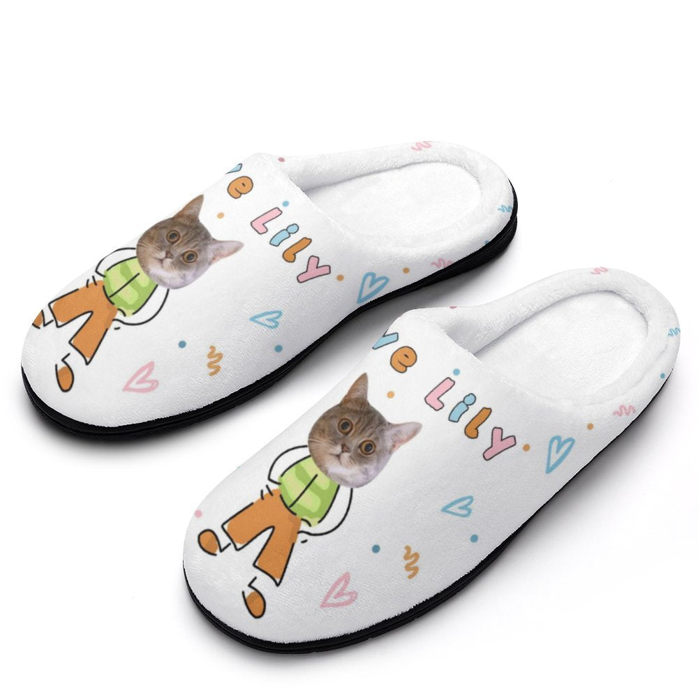 Custom Pet Face Cute Pet Cartoon Cotton Slippers