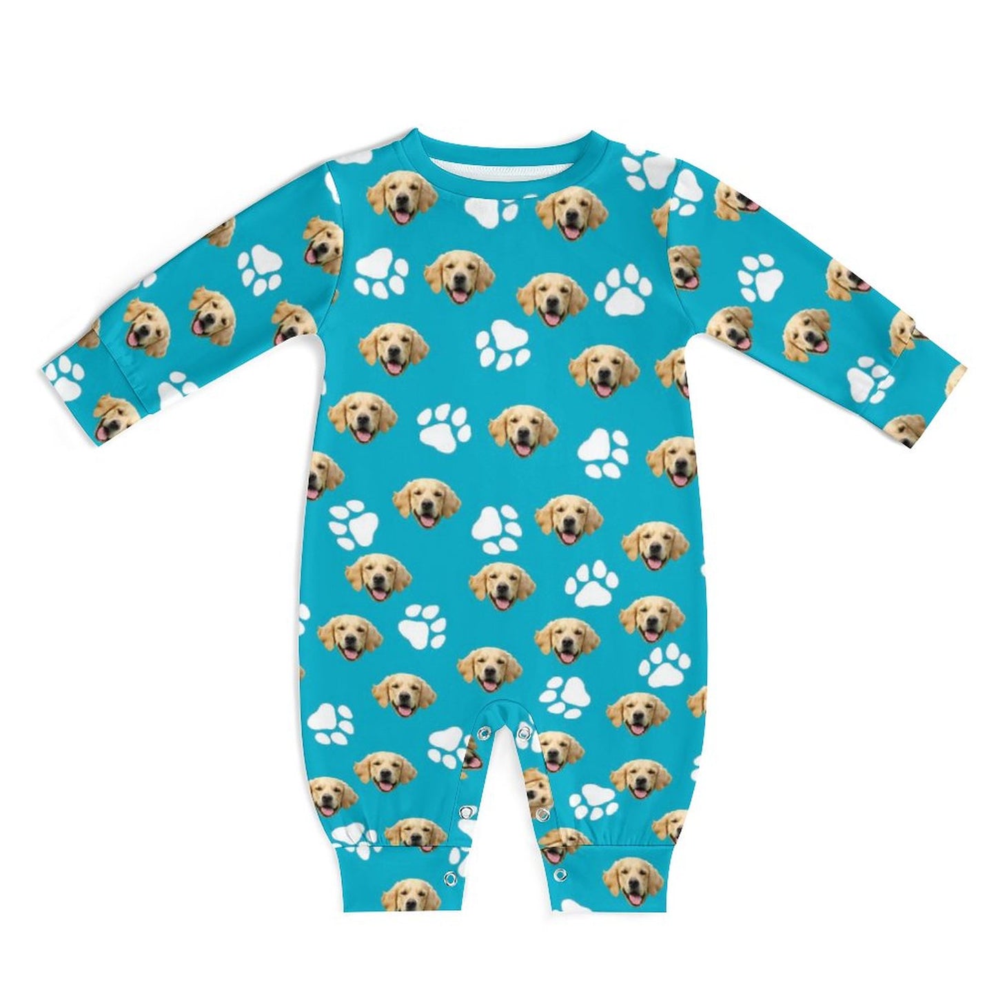 Custom Pet Face Baby Long Sleeve Romper