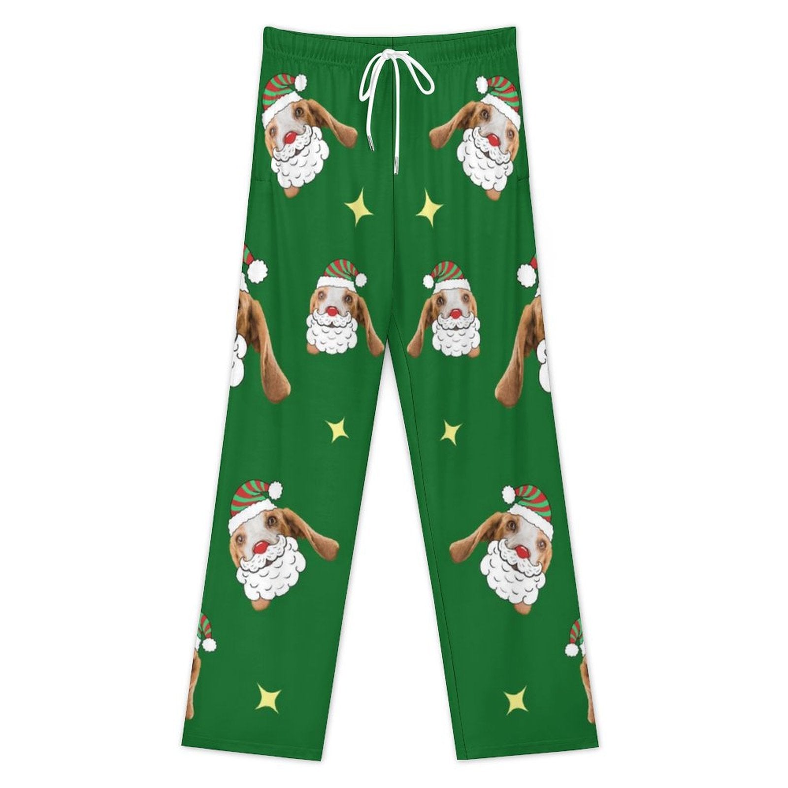 Custom Pet Face Santa Dog Pajama Pants-Front1-WEPRINTME