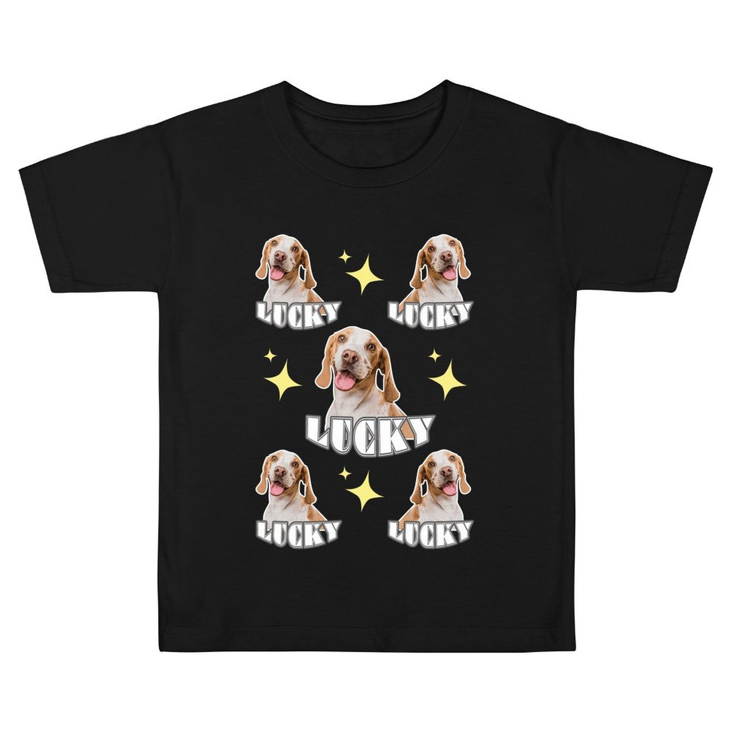 Custom Pet Face and Name Kid's T-shirt Pets and Stars on T-shirt