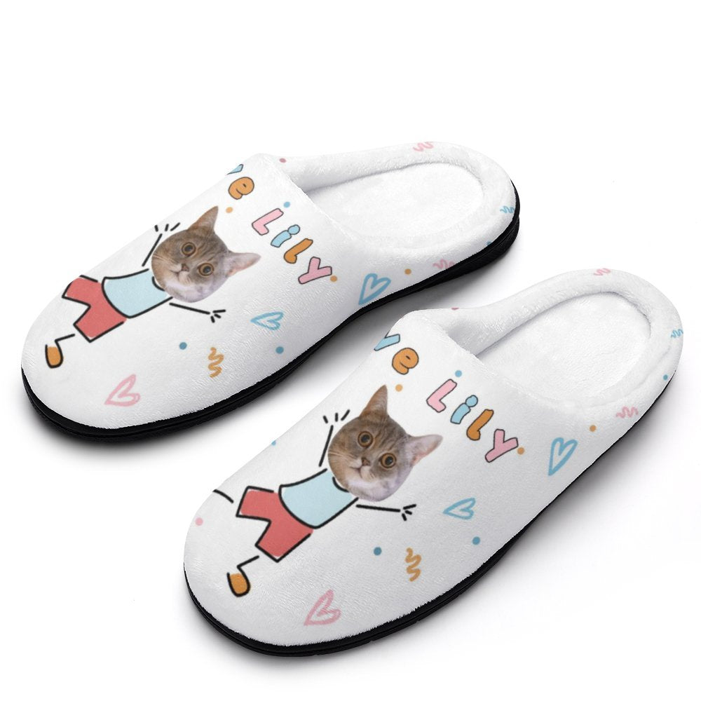 Custom Pet Face Cute Pet Cartoon Cotton Slippers