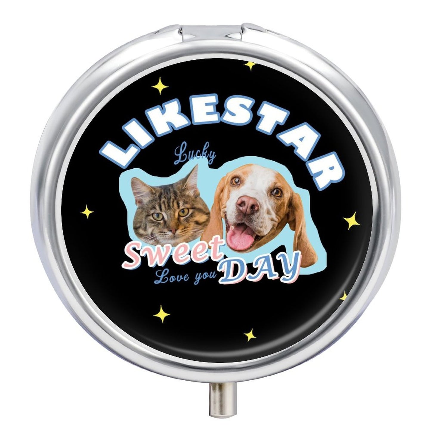 Custom Pet Face Like Star Round Pill Box