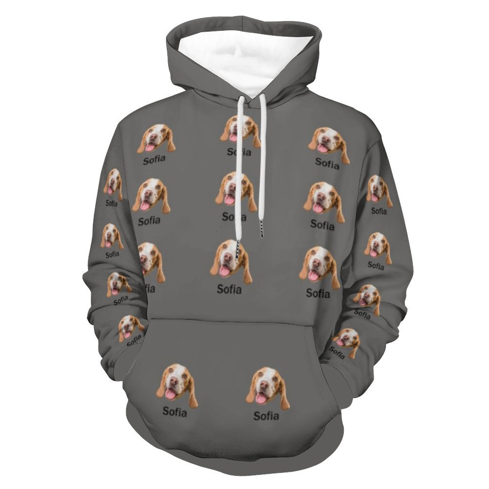 Custom Pet Face and Name Men's Hoodie