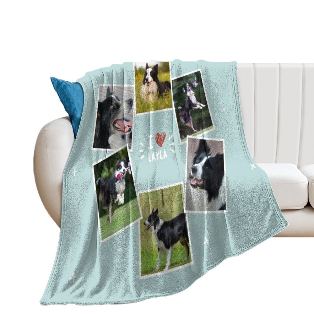 Custom Pet Photos I Love Pet Fleece Blanket