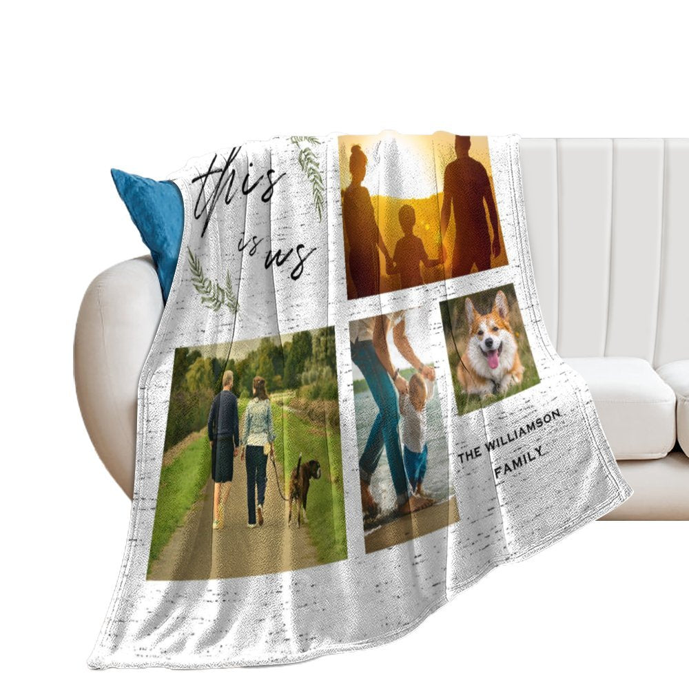 Custom Family Photos This is Us Fleece Blanket