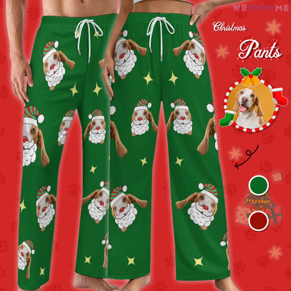 Custom Pet Face Santa Dog Pajama Pants-Main-WEPRINTME