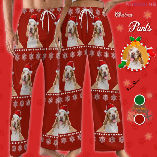 Custom Pet Snow and Stars Pajama Pants-Main-WEPRINTME