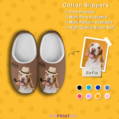 Custom Pet Face and Name  Detection dogg Cotton Slippers