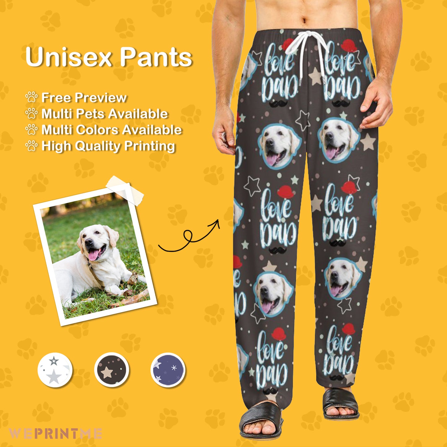 Personalized Pet Pants Face Love Dad Unisex Pajama Pants