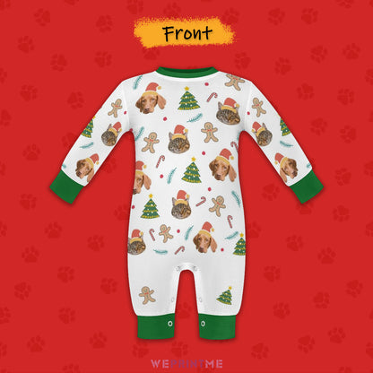 Custom Pet Face Gingerbread Man Baby Onesie-Front-WEPRINTME