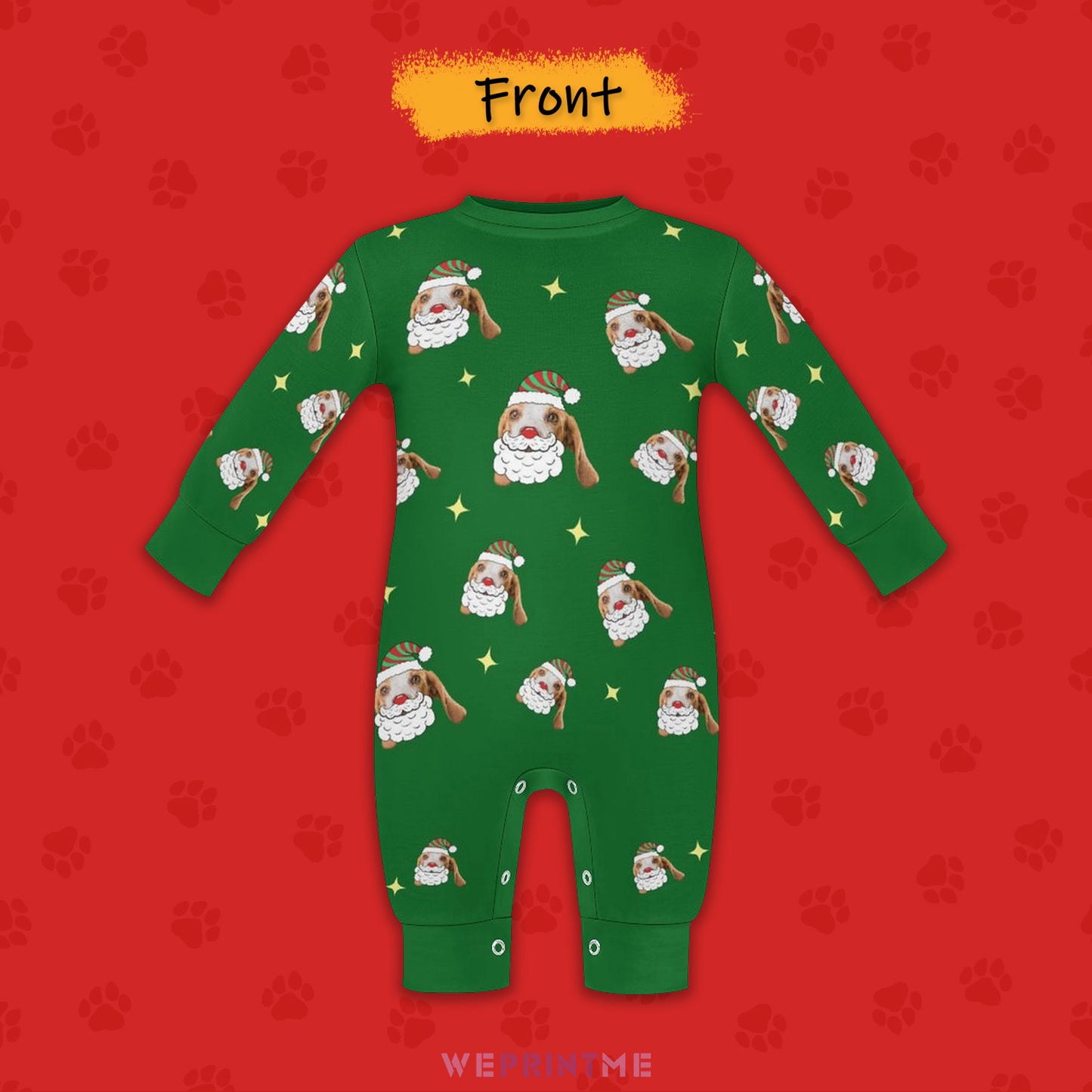 Custom Pet Face Santa Dog Baby Onesie-Front-WEPRINTME