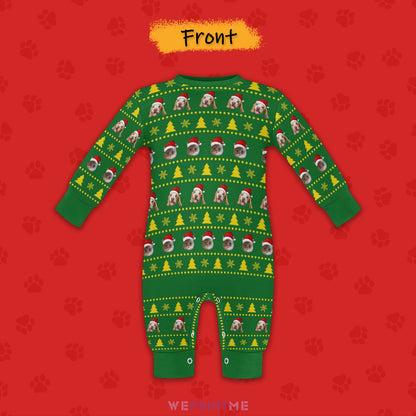 Custom Pet Face Christmas Trees Baby Onesie-Front-WEPRINTME